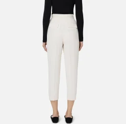 Elisabetta Franchi Trousers And Shorts|Trousers in crêpe fabric with belt and embroidery Butter