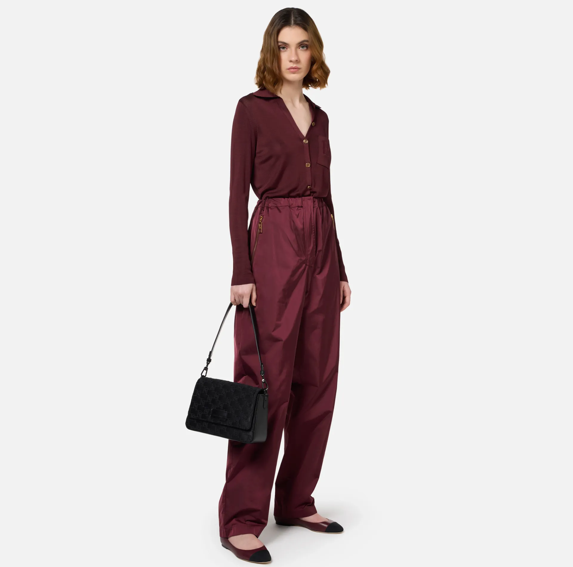 Elisabetta Franchi Trousers And Shorts|Trousers in technical nylon with zip