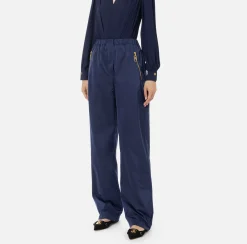 Elisabetta Franchi Trousers And Shorts|Trousers in technical nylon with zip Navy