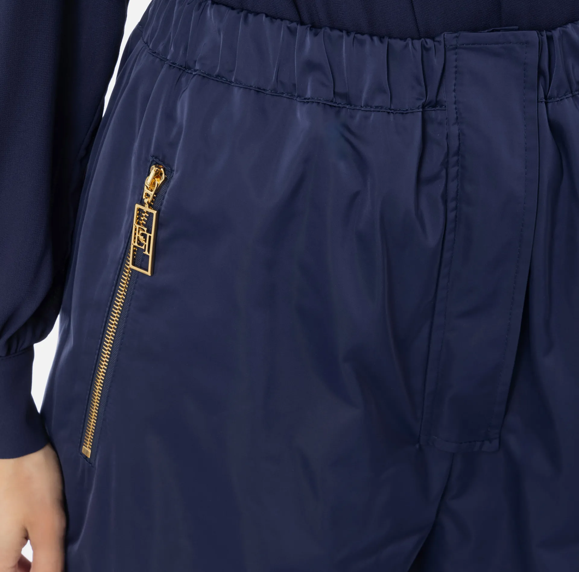 Elisabetta Franchi Trousers And Shorts|Trousers in technical nylon with zip Navy