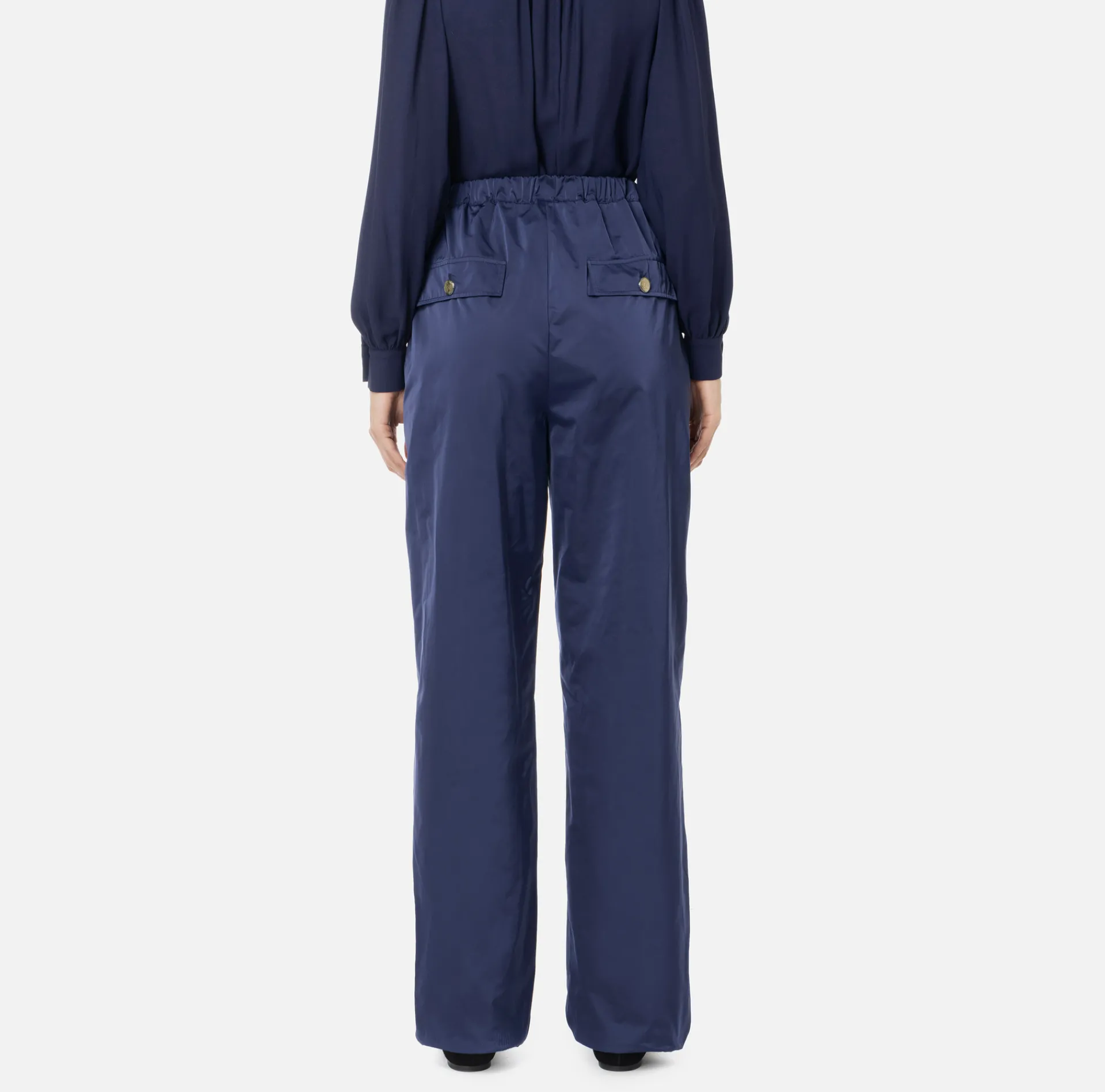 Elisabetta Franchi Trousers And Shorts|Trousers in technical nylon with zip Navy