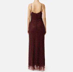 Elisabetta Franchi Red Carpet Dresses|Red Carpet|Tulle red carpet dress embroidered with diamond pattern sequins RougeNoir