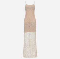 Elisabetta Franchi Red Carpet Dresses|Red Carpet|Tulle red carpet dress embroidered with diamond pattern sequins Crystal