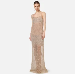 Elisabetta Franchi Red Carpet Dresses|Red Carpet|Tulle red carpet dress embroidered with diamond pattern sequins Crystal
