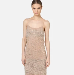 Elisabetta Franchi Red Carpet Dresses|Red Carpet|Tulle red carpet dress embroidered with diamond pattern sequins Crystal