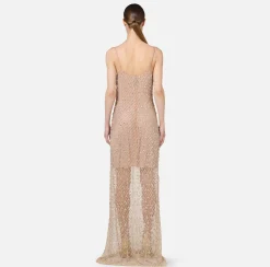 Elisabetta Franchi Red Carpet Dresses|Red Carpet|Tulle red carpet dress embroidered with diamond pattern sequins Crystal