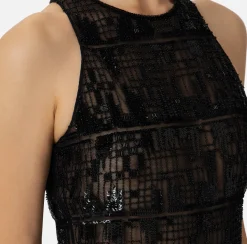 Elisabetta Franchi Red Carpet Dresses|Dresses|Tulle red carpet dress embroidered with pixel pattern sequins Black