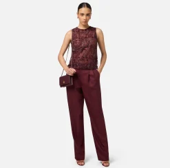Elisabetta Franchi Top And T-Shirts|Tulle top embroidered with pixel pattern sequins RougeNoir