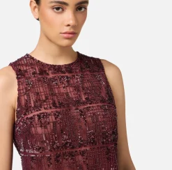 Elisabetta Franchi Top And T-Shirts|Tulle top embroidered with pixel pattern sequins RougeNoir