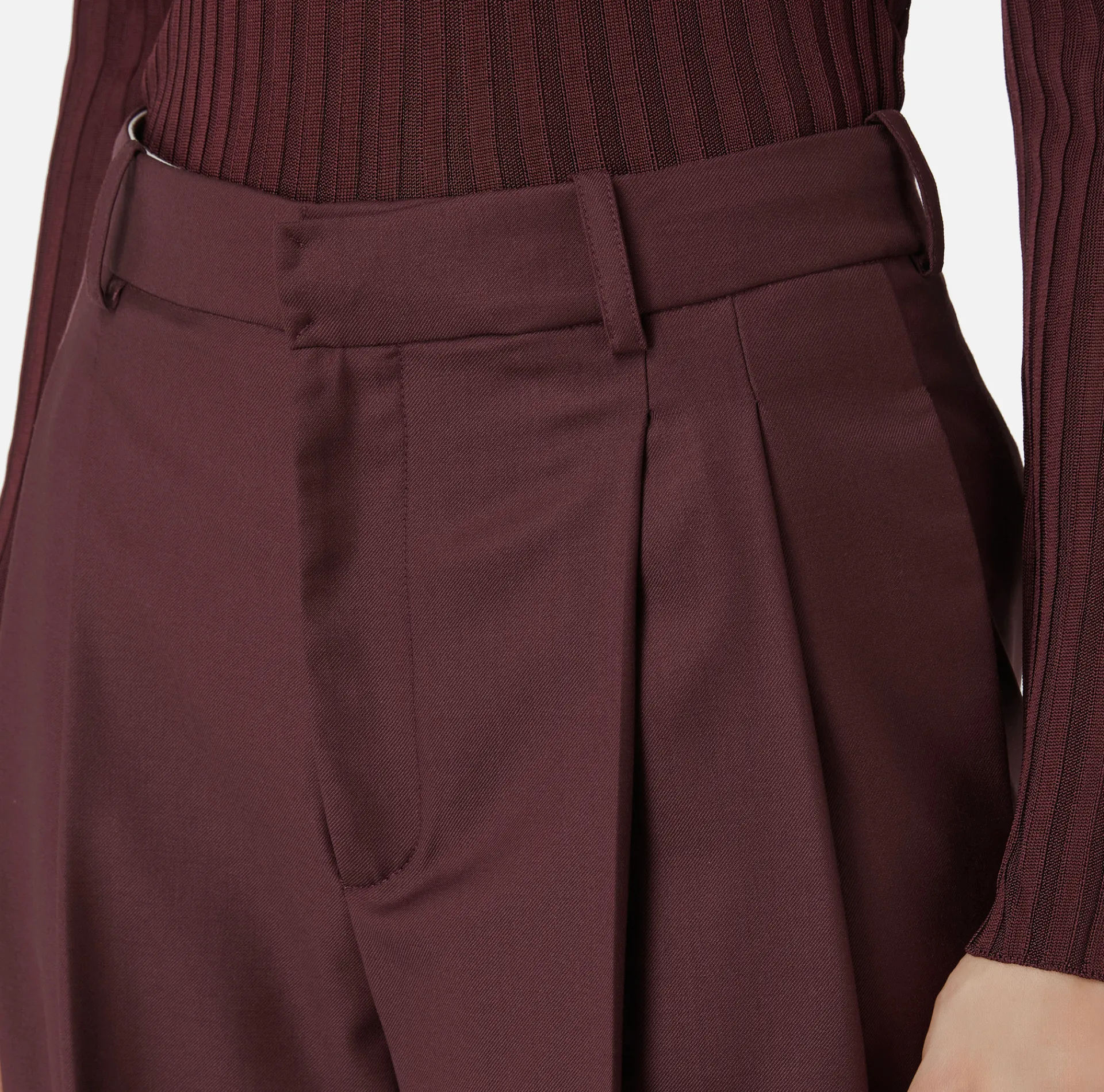 Elisabetta Franchi Trousers And Shorts|Turned-up trousers in cool wool with darts RougeNoir