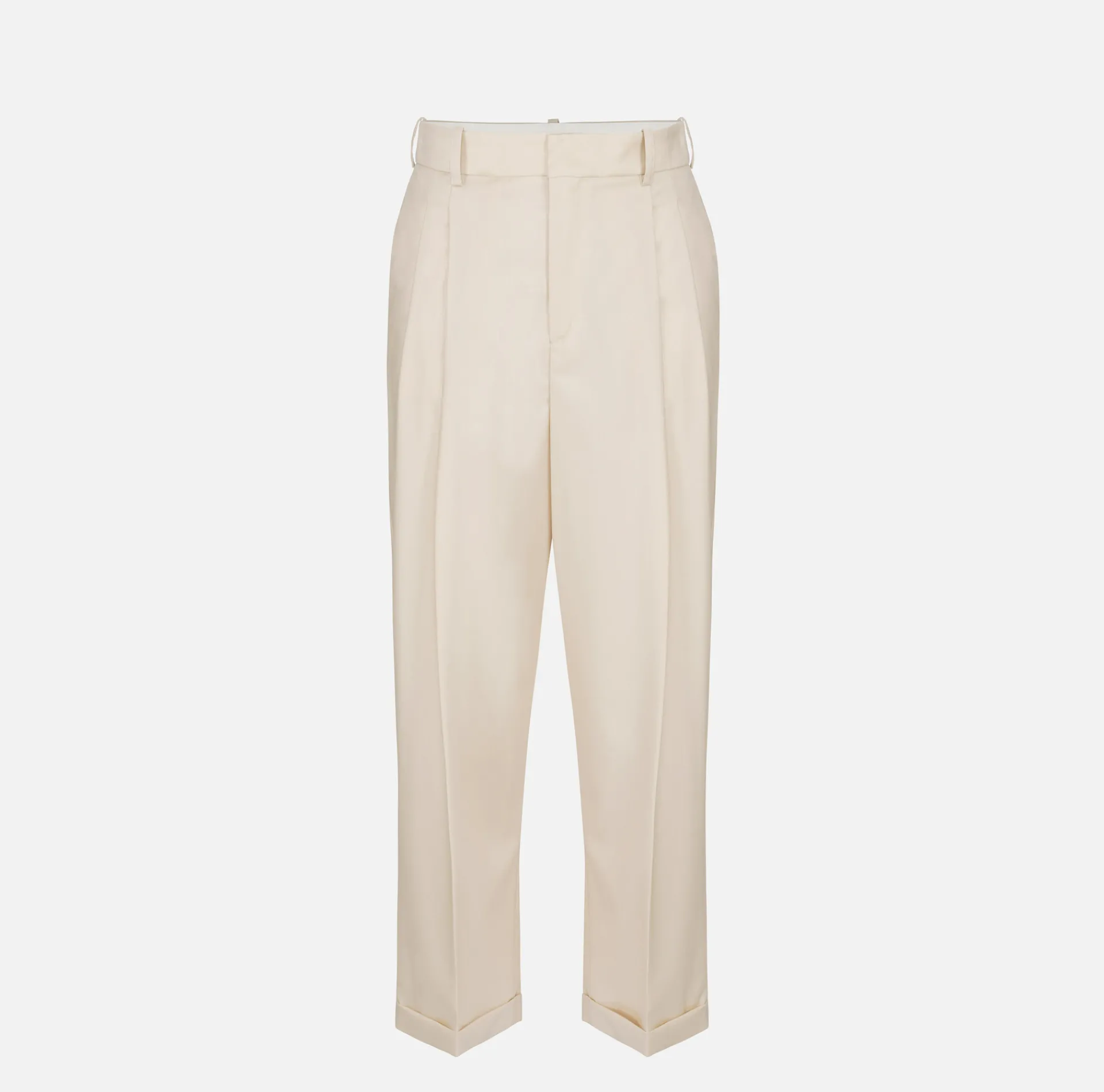 Elisabetta Franchi Trousers And Shorts|Turned-up trousers in cool wool with darts Cream