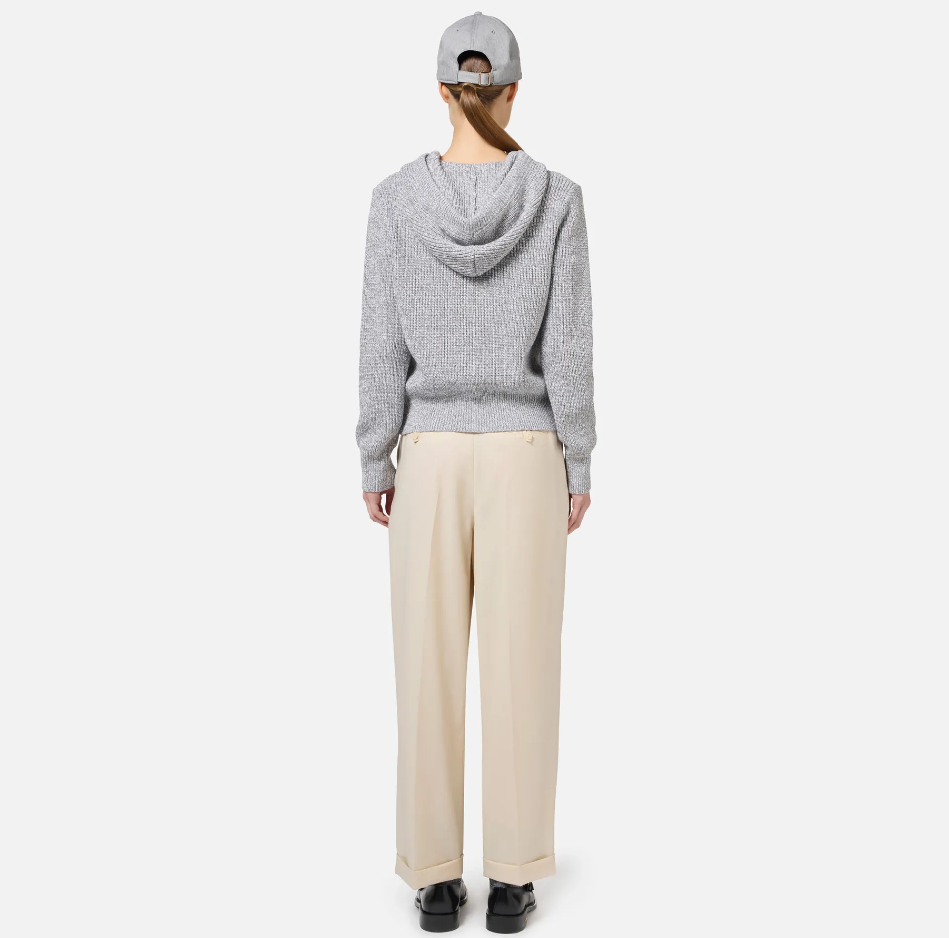 Elisabetta Franchi Trousers And Shorts|Turned-up trousers in cool wool with darts Cream