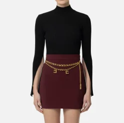 Elisabetta Franchi Knitwear And Sweatshirts|Turtleneck in narrow-ribbed lurex and viscose fabric Black