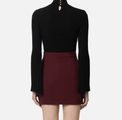 Elisabetta Franchi Knitwear And Sweatshirts|Turtleneck in narrow-ribbed lurex and viscose fabric Black