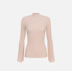 Elisabetta Franchi Knitwear And Sweatshirts|Turtleneck in narrow-ribbed lurex and viscose fabric Nude