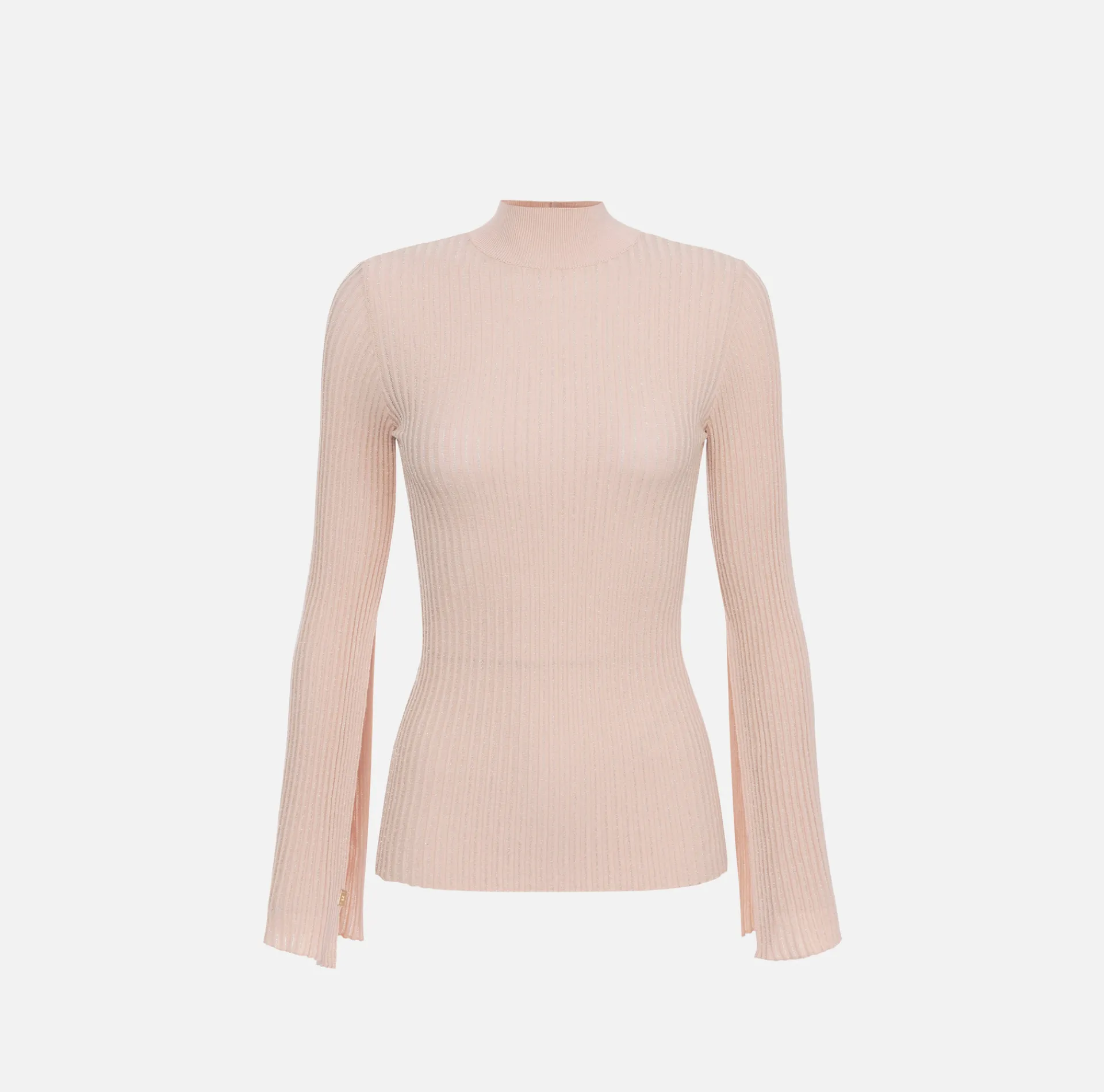 Elisabetta Franchi Knitwear And Sweatshirts|Turtleneck in narrow-ribbed lurex and viscose fabric Nude
