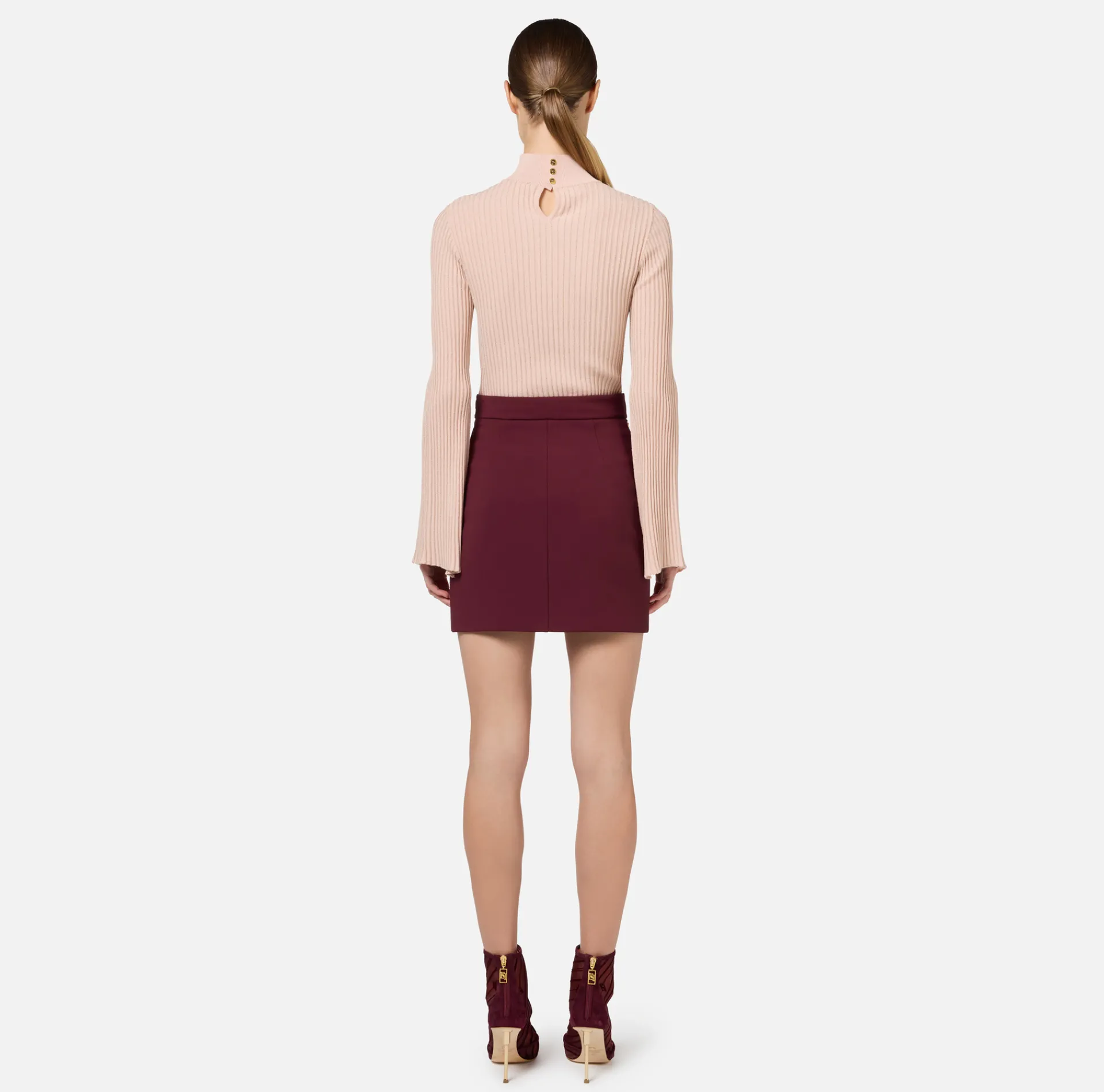 Elisabetta Franchi Knitwear And Sweatshirts|Turtleneck in narrow-ribbed lurex and viscose fabric Nude