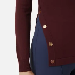 Elisabetta Franchi Knitwear And Sweatshirts|Turtleneck in viscose fabric with buttons on the side RougeNoir