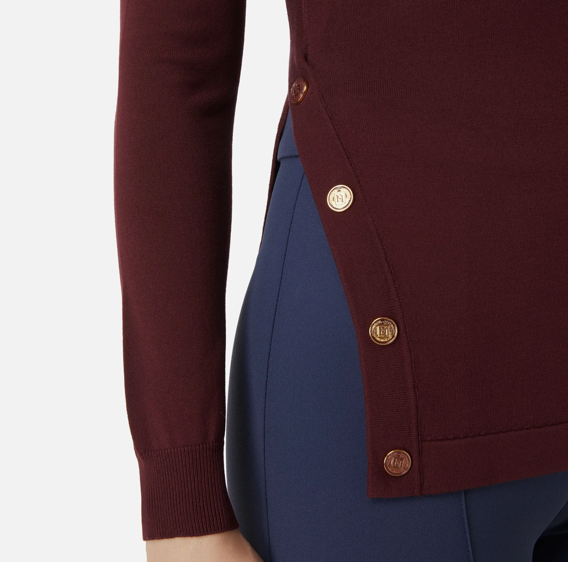Elisabetta Franchi Knitwear And Sweatshirts|Turtleneck in viscose fabric with buttons on the side RougeNoir