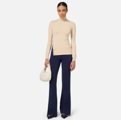 Elisabetta Franchi Knitwear And Sweatshirts|Turtleneck in viscose fabric with buttons on the side Latex