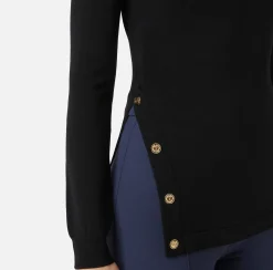 Elisabetta Franchi Knitwear And Sweatshirts|Turtleneck in viscose fabric with buttons on the side Black