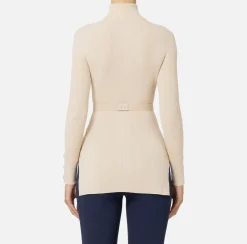 Elisabetta Franchi Knitwear And Sweatshirts|Turtleneck shirt in narrow-ribbed lyocell and silk fabric with logo embroidery Latex