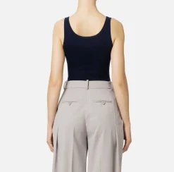 Elisabetta Franchi Top And T-Shirts|Turtleneck top in merino wool fabric with jacquard logo Navy