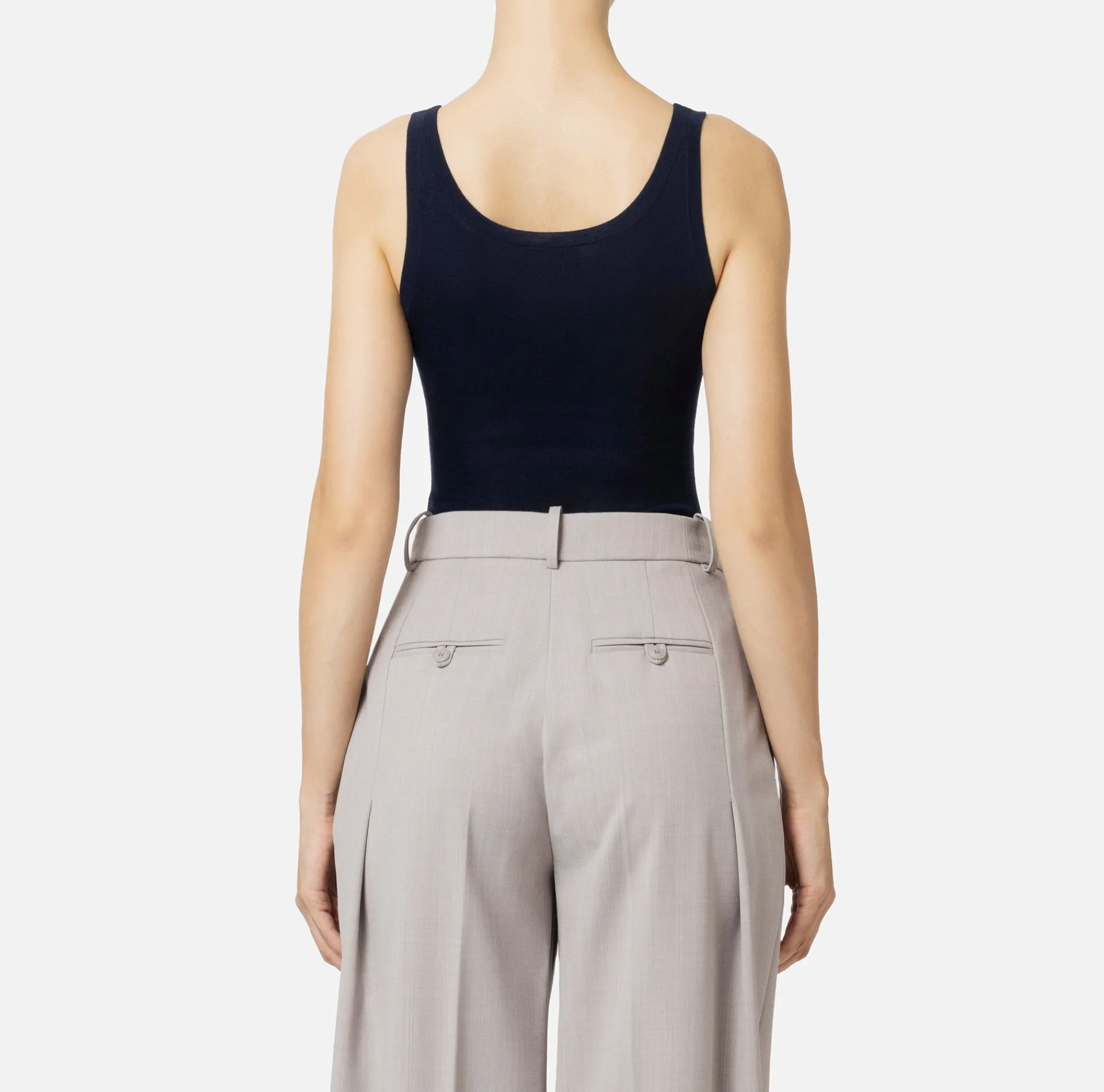 Elisabetta Franchi Top And T-Shirts|Turtleneck top in merino wool fabric with jacquard logo Navy
