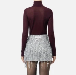 Elisabetta Franchi Knitwear And Sweatshirts|Turtleneck top in merino wool fabric with jacquard logo RougeNoir