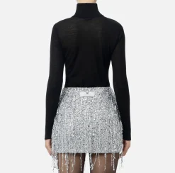 Elisabetta Franchi Knitwear And Sweatshirts|Turtleneck top in merino wool fabric with jacquard logo Black
