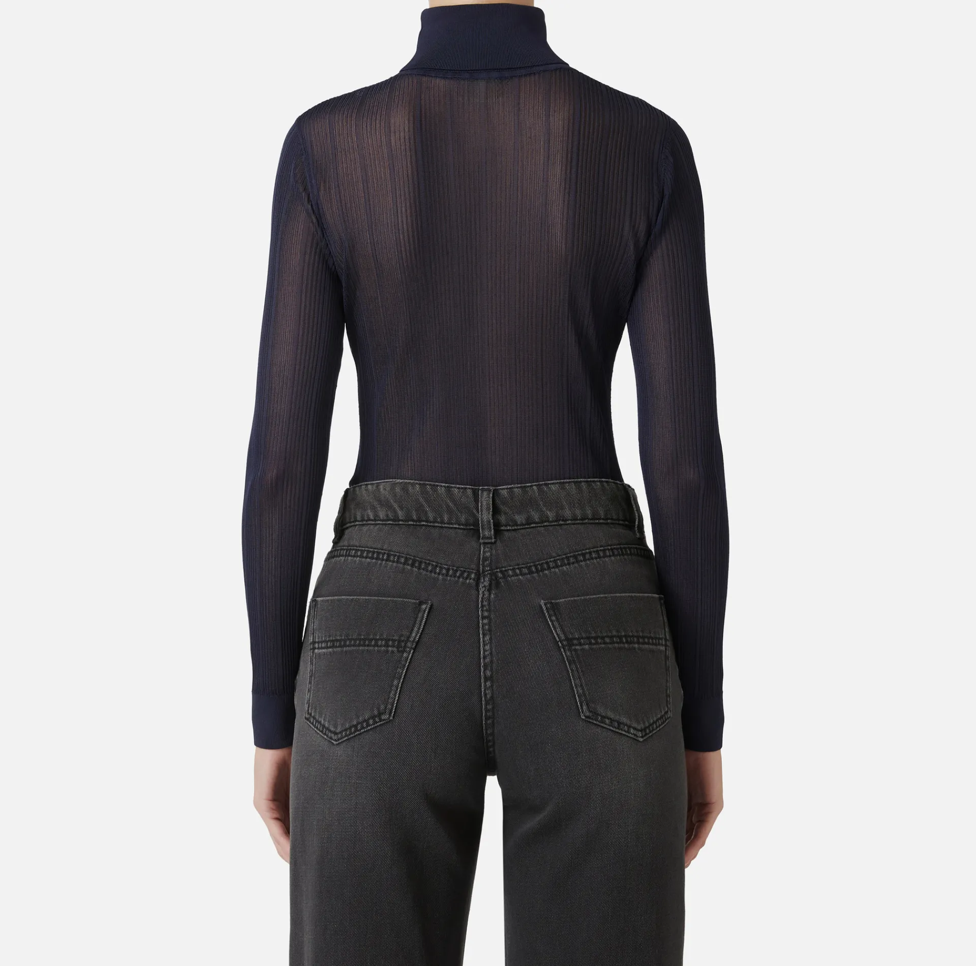 Elisabetta Franchi Knitwear And Sweatshirts|Turtleneck top in ribbed viscose fabric Navy