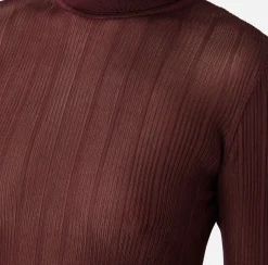 Elisabetta Franchi Knitwear And Sweatshirts|Turtleneck top in ribbed viscose fabric RougeNoir
