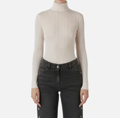 Elisabetta Franchi Knitwear And Sweatshirts|Turtleneck top in ribbed viscose fabric Latex