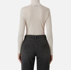 Elisabetta Franchi Knitwear And Sweatshirts|Turtleneck top in ribbed viscose fabric Latex
