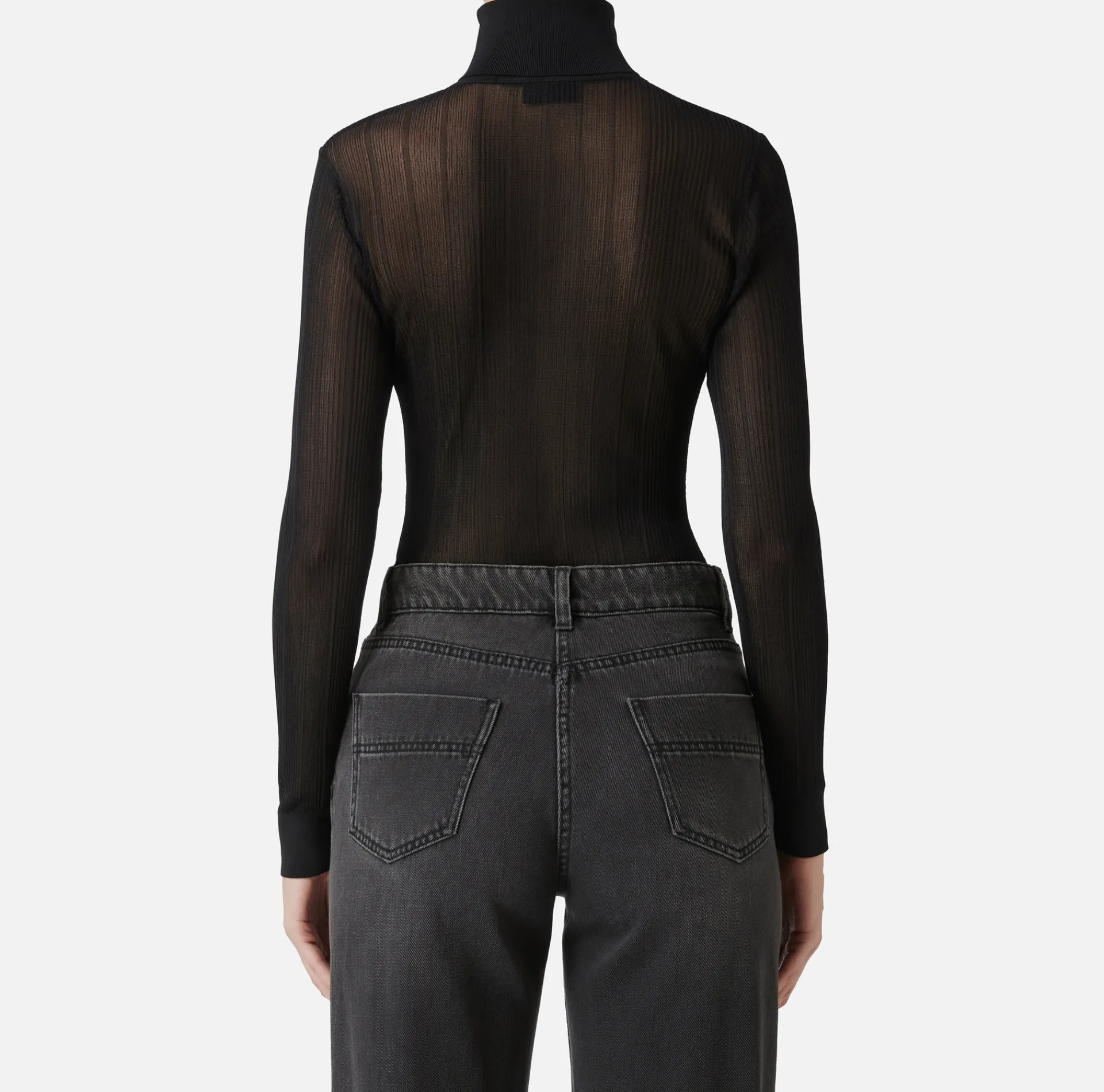 Elisabetta Franchi Knitwear And Sweatshirts|Turtleneck top in ribbed viscose fabric Black
