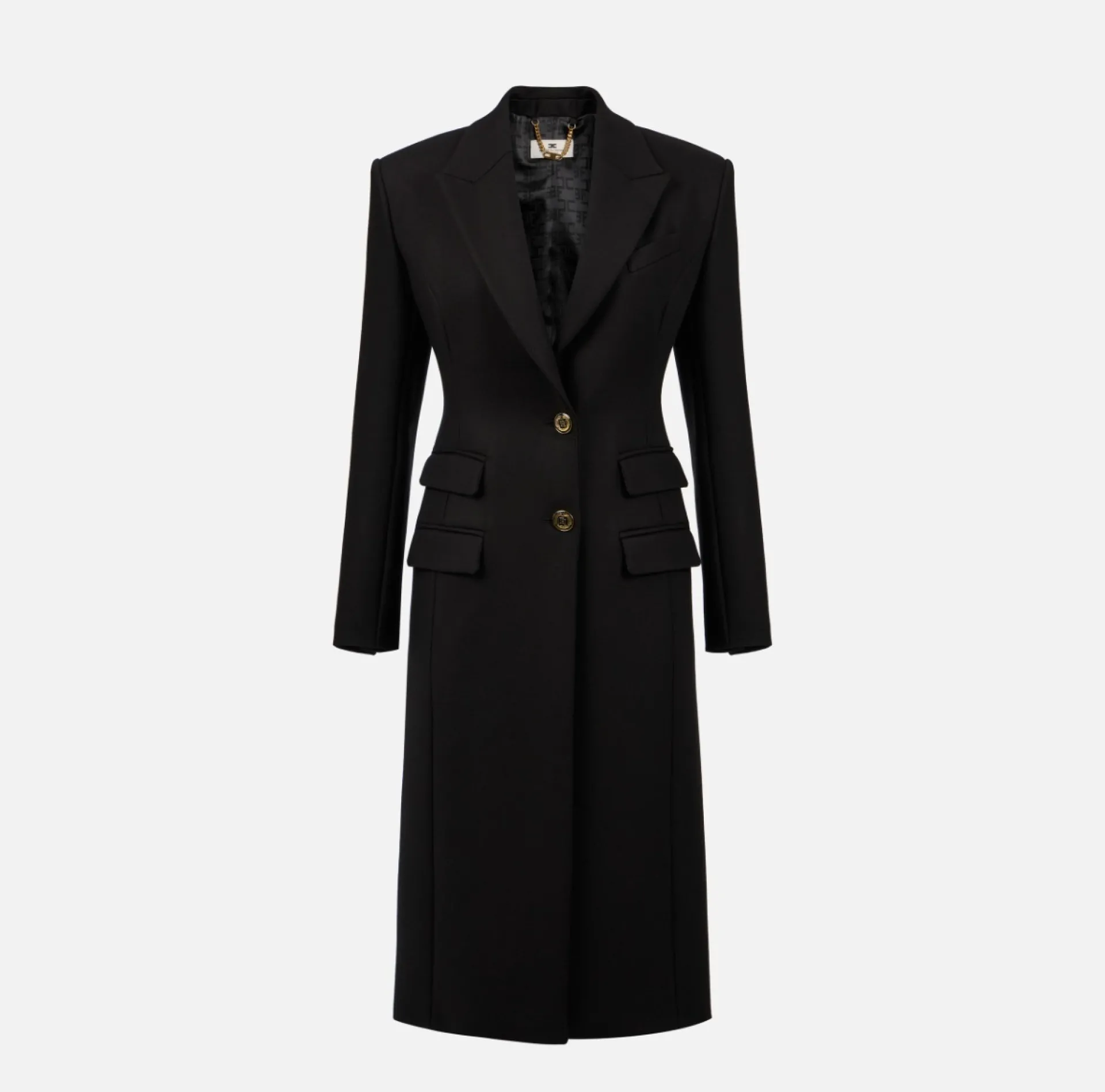Elisabetta Franchi Coats And Jackets|Tuxedo-style coat in crêpe fabric Black