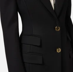 Elisabetta Franchi Coats And Jackets|Tuxedo-style coat in crêpe fabric Black