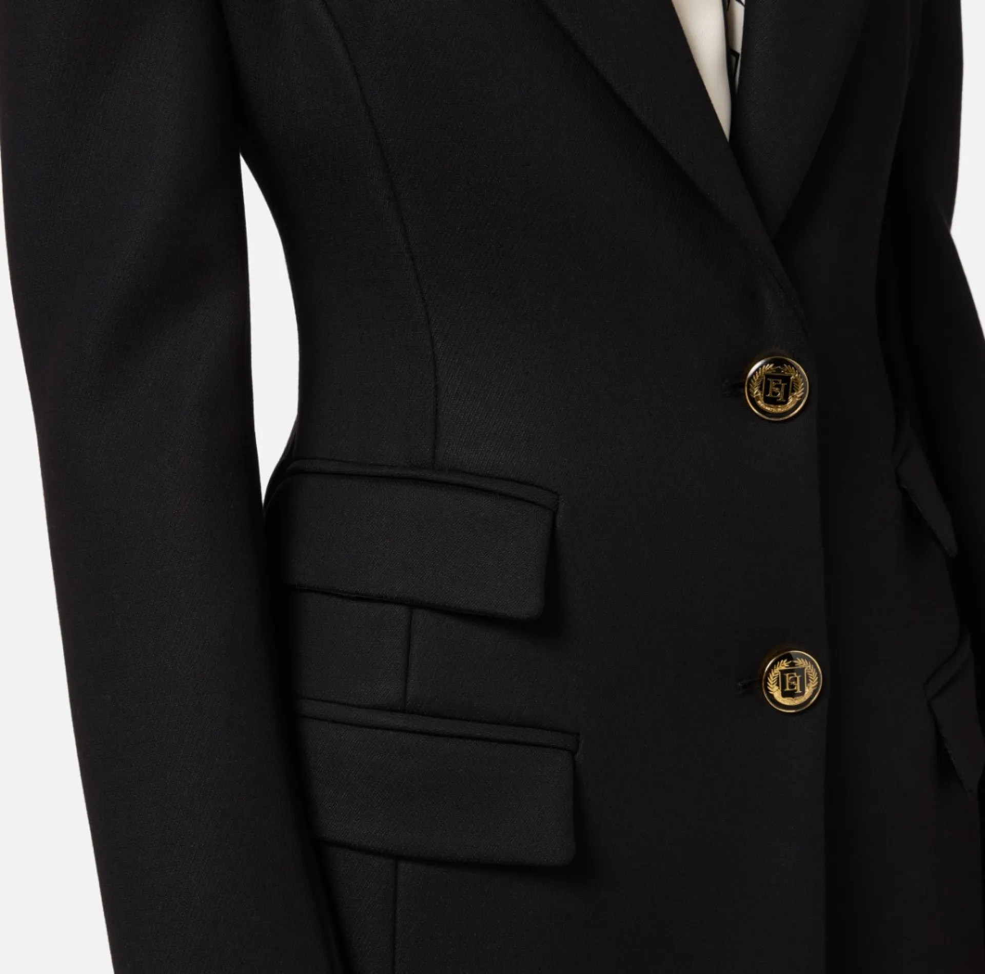 Elisabetta Franchi Coats And Jackets|Tuxedo-style coat in crêpe fabric Black