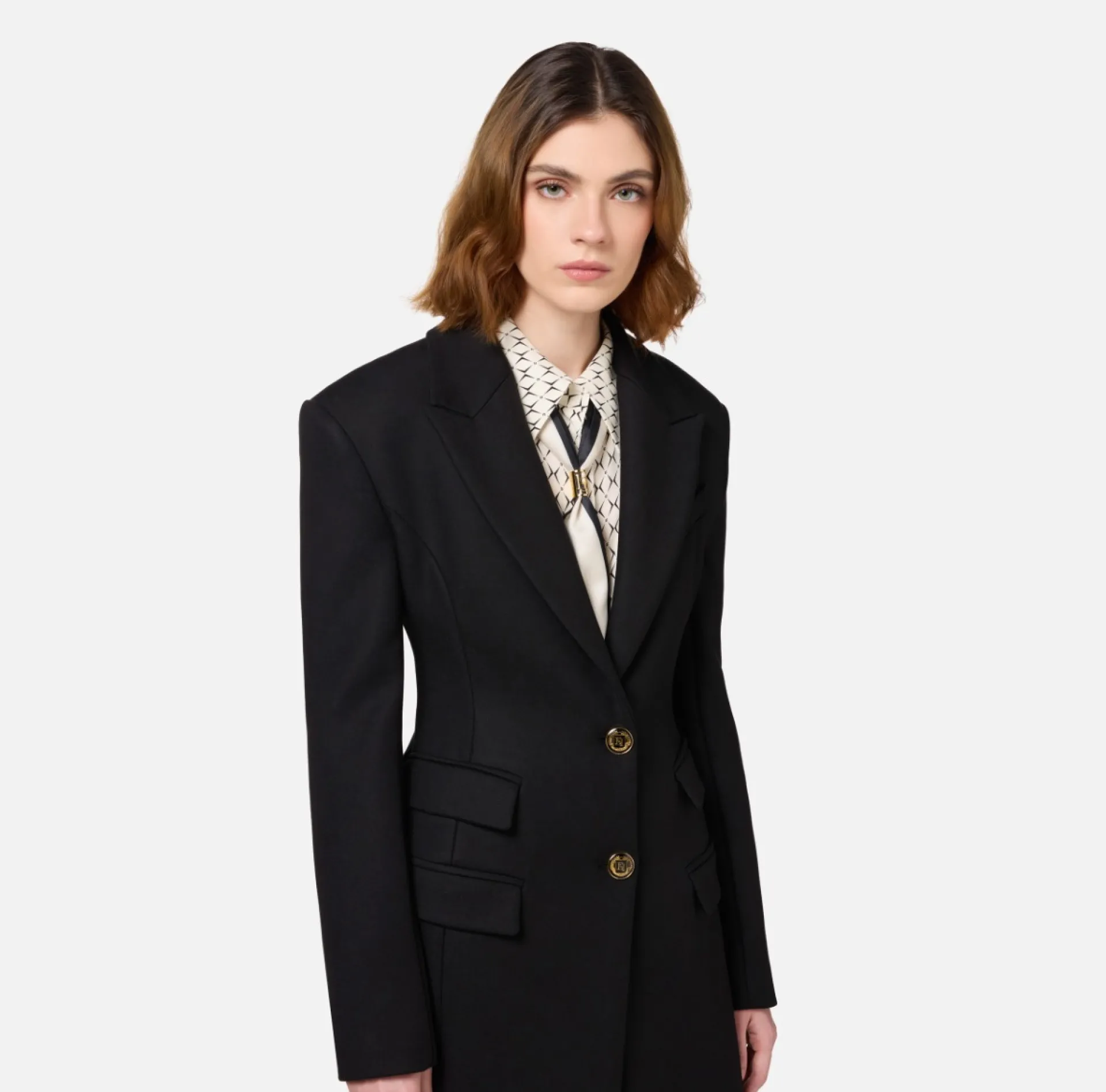 Elisabetta Franchi Coats And Jackets|Tuxedo-style coat in crêpe fabric Black
