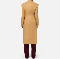 Elisabetta Franchi Coats And Jackets|Tuxedo-style coat in crêpe fabric Bronze