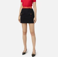 Elisabetta Franchi Skirts|Tweed miniskirt with pockets Black/RedPassion
