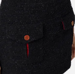 Elisabetta Franchi Skirts|Tweed miniskirt with pockets Black/RedPassion