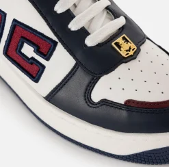 Elisabetta Franchi Sneakers & Flat Shoes|Two-colour logo leather sneakers Navy/Ivory