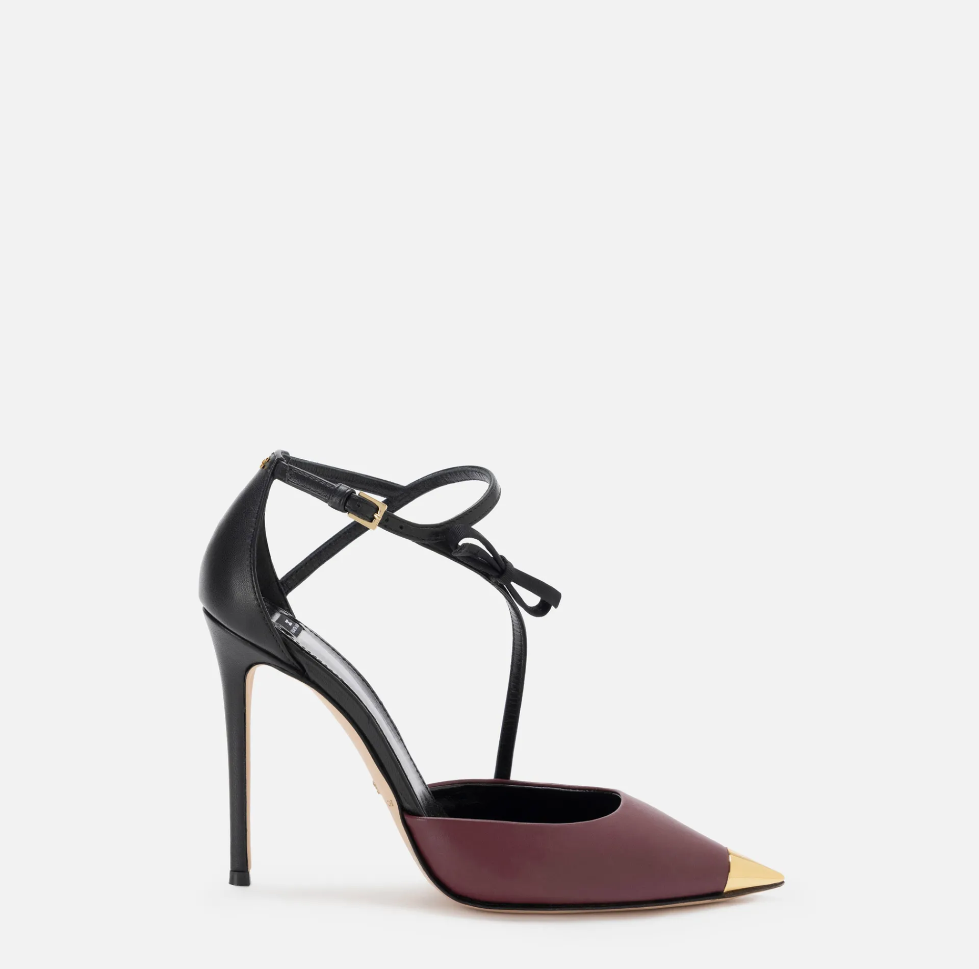 Elisabetta Franchi Pumps|Two-colour Nappa leather slingback shoes Black/RougeNoir