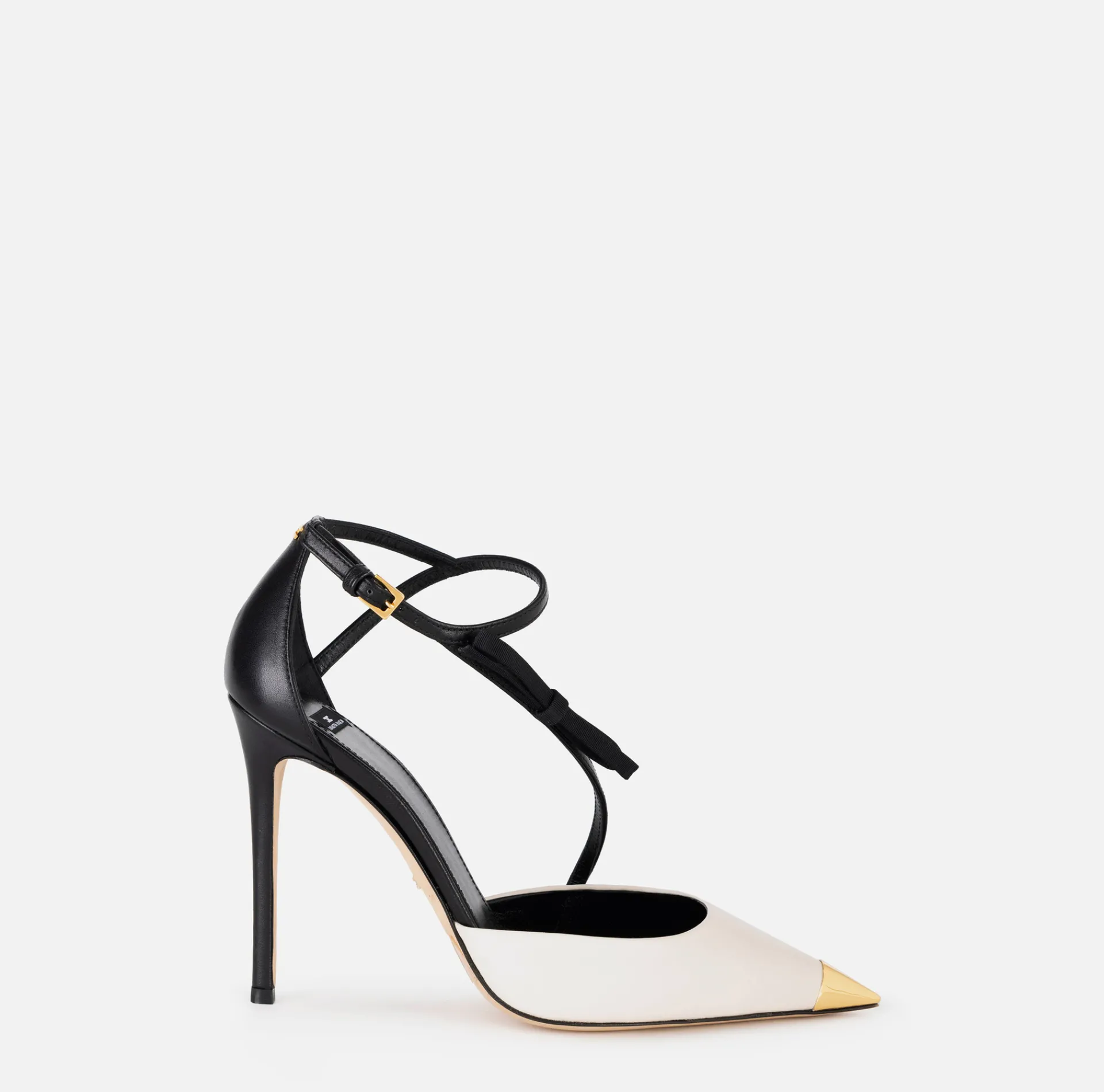Elisabetta Franchi Pumps|Two-colour Nappa leather slingback shoes Black/Butter
