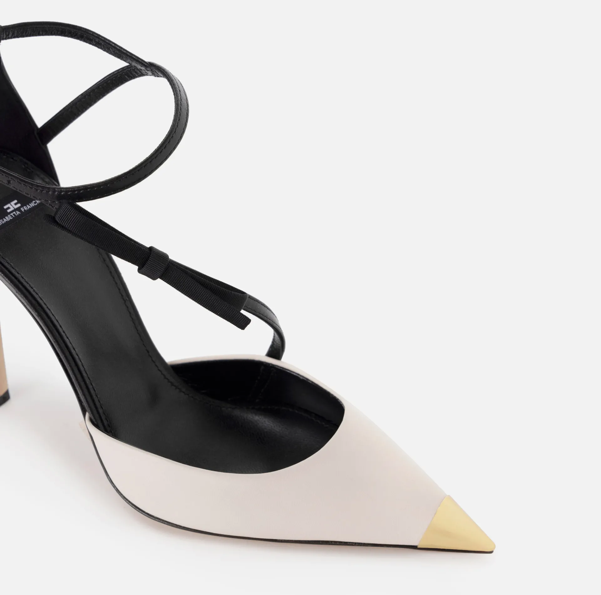 Elisabetta Franchi Pumps|Two-colour Nappa leather slingback shoes Black/Butter