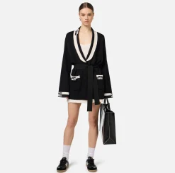 Elisabetta Franchi Knitwear And Sweatshirts|Viscose cardigan with logo bands