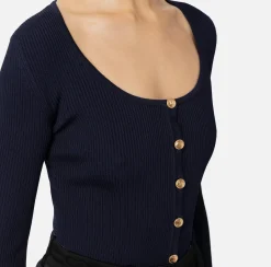 Elisabetta Franchi Knitwear And Sweatshirts|Viscose cardigan with pleated effect Navy