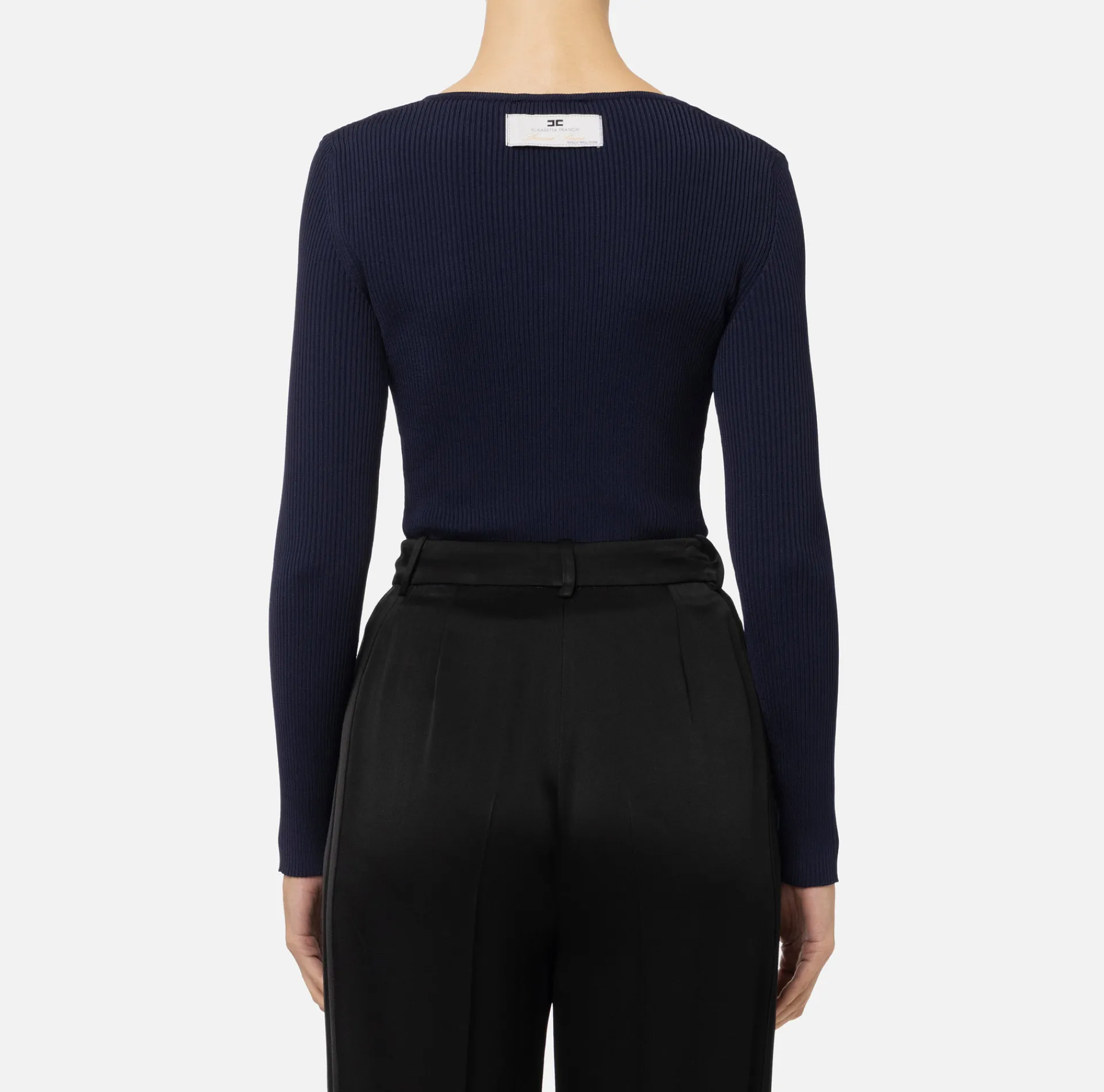 Elisabetta Franchi Knitwear And Sweatshirts|Viscose cardigan with pleated effect Navy