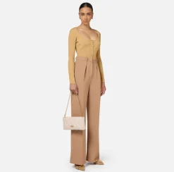 Elisabetta Franchi Knitwear And Sweatshirts|Viscose cardigan with pleated effect Bronze